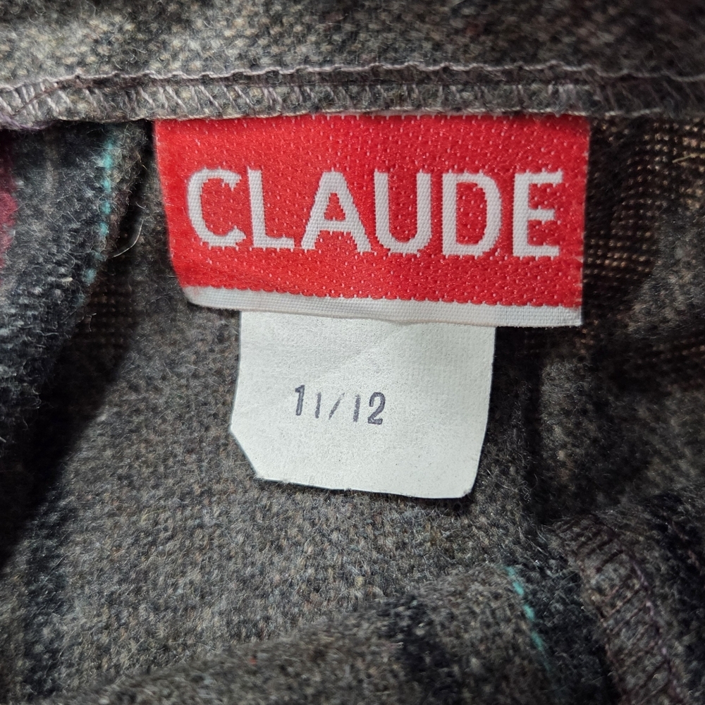 Vintage Claude Wool Blend Gray Striped Women's Skirt Junior SIZE 11/12 - Picture 5 of 6